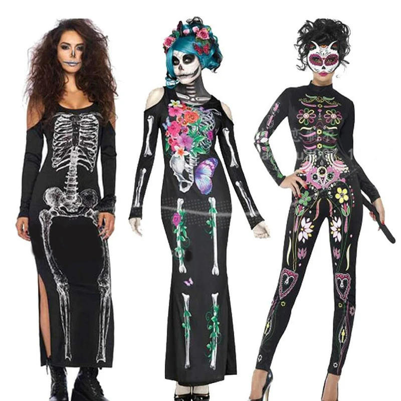 High-quality new Halloween sexy adult woman's clothing conjoined dress Devil vampire clothes tights dress ball horror bone equip
High-quality new Halloween sexy adult woman's clothing conjoined dress Devil vampire clothes tights dress ball horror bone equip