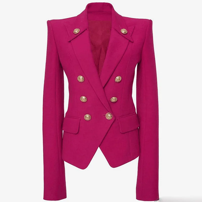 2019 autumn and winter new women's blazer classic metal buckle double-breasted small suit rose red
2019 autumn and winter new women's blazer classic metal buckle double-breasted small suit rose red