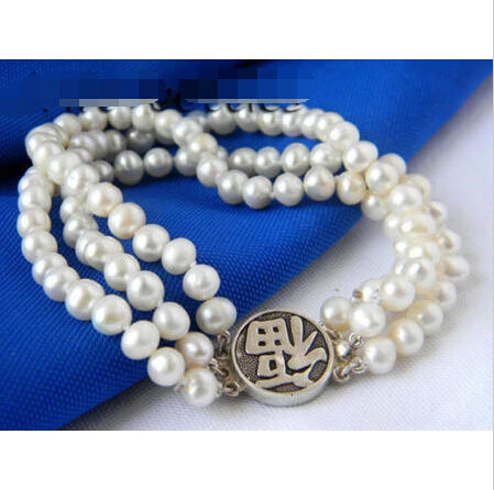 3Strands 8'' 6MM White Round Freshwater Pearl Silver Bracelet @^Noble style Natural Fine jewe SHIPPING 5.25
3Strands 8'' 6MM White Round Freshwater Pearl Silver Bracelet @^Noble style Natural Fine jewe SHIPPING 5.25