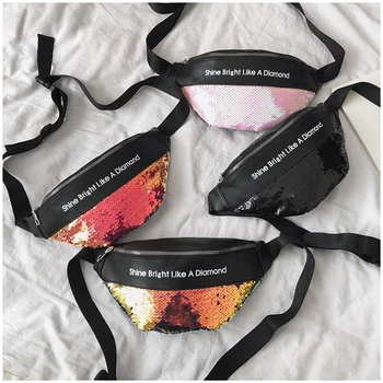 Women bag brand designed Sequin Ladies Travel Fanny Pack Money Zipper waist bag PU Leather Pouch waist pack 
Women bag brand designed Sequin Ladies Travel Fanny Pack Money Zipper waist bag PU Leather Pouch waist pack