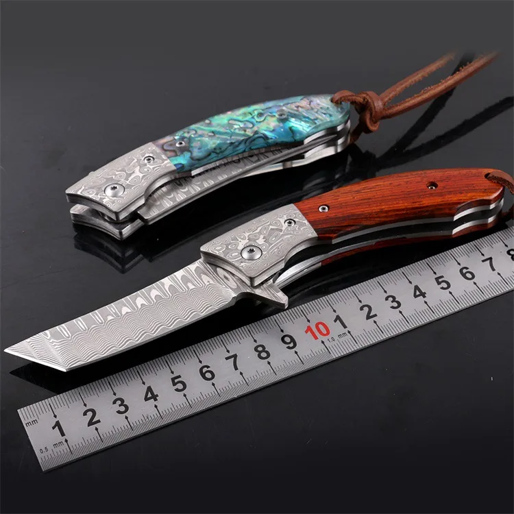 Freewolf 2 стиль дамасский Флиппер складной нож VG10 Дамасская сталь Tanto Point Blade EDC