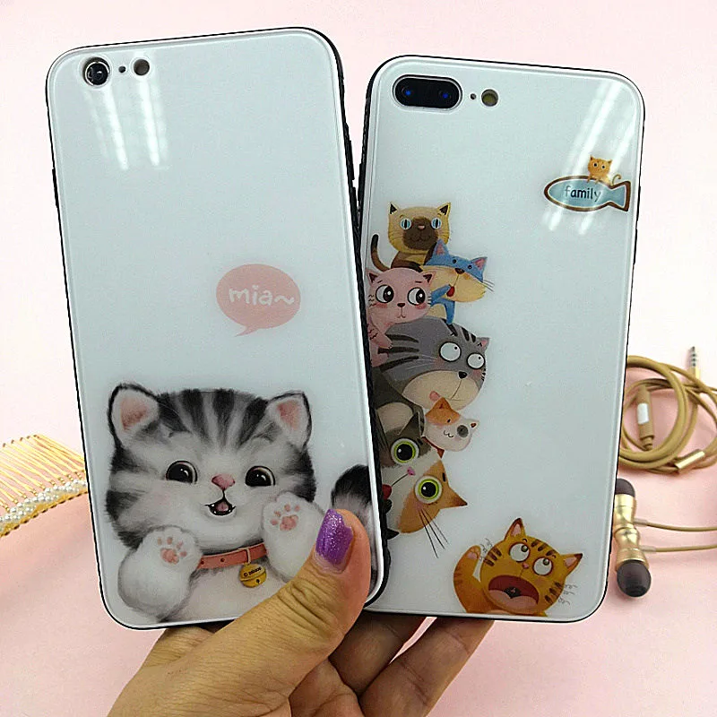 Funny Cute Cartoon Phone Cases For iphone XS Max XR 7 8 Plus 6 6 s Plus Cat Design Tempered Glass Fundas For iphone 6 6s 6plus
Funny Cute Cartoon Phone Cases For iphone XS Max XR 7 8 Plus 6 6 s Plus Cat Design Tempered Glass Fundas For iphone 6 6s 6plus