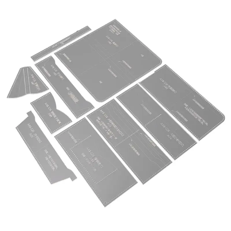 OOTDTY 10pcs/set Acrylic Long Zip Bag Wallet Purse Pattern Sewing Stencil Template DIY Leathercraft 20x10cm
OOTDTY 10pcs/set Acrylic Long Zip Bag Wallet Purse Pattern Sewing Stencil Template DIY Leathercraft 20x10cm