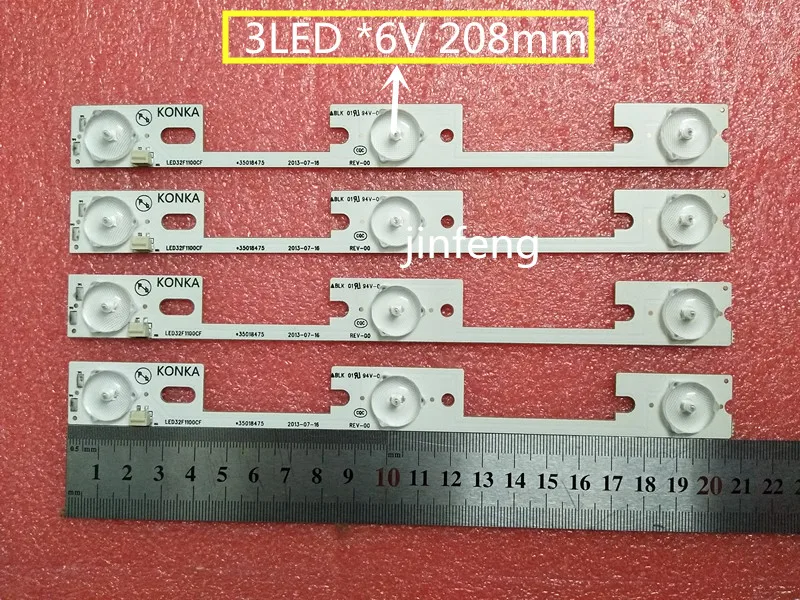 New Kit 4 PCS 3LED 6V 208mm LED backlight strip for KONKA LED32F2300NE LED32F2300FX 35017946 35017947
New Kit 4 PCS 3LED 6V 208mm LED backlight strip for KONKA LED32F2300NE LED32F2300FX 35017946 35017947