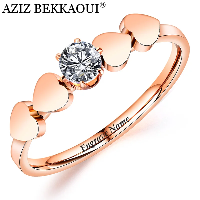 AZIZ BEKKAOUI Rose Gold Engrave Name Crystal Heart Ring for Women Stainless Steel Ring Romantic Wedding Engagement Jewelry Gift
AZIZ BEKKAOUI Rose Gold Engrave Name Crystal Heart Ring for Women Stainless Steel Ring Romantic Wedding Engagement Jewelry Gift