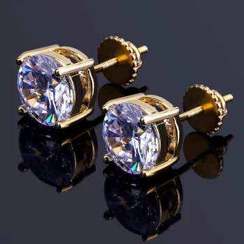 Hip Hop Claw Setting Cubic Zirconia Bling Ice Out Stud Earring Male Gold Color Copper Round Earrings for Men Fashion Jewelry
Hip Hop Claw Setting Cubic Zirconia Bling Ice Out Stud Earring Male Gold Color Copper Round Earrings for Men Fashion Jewelry