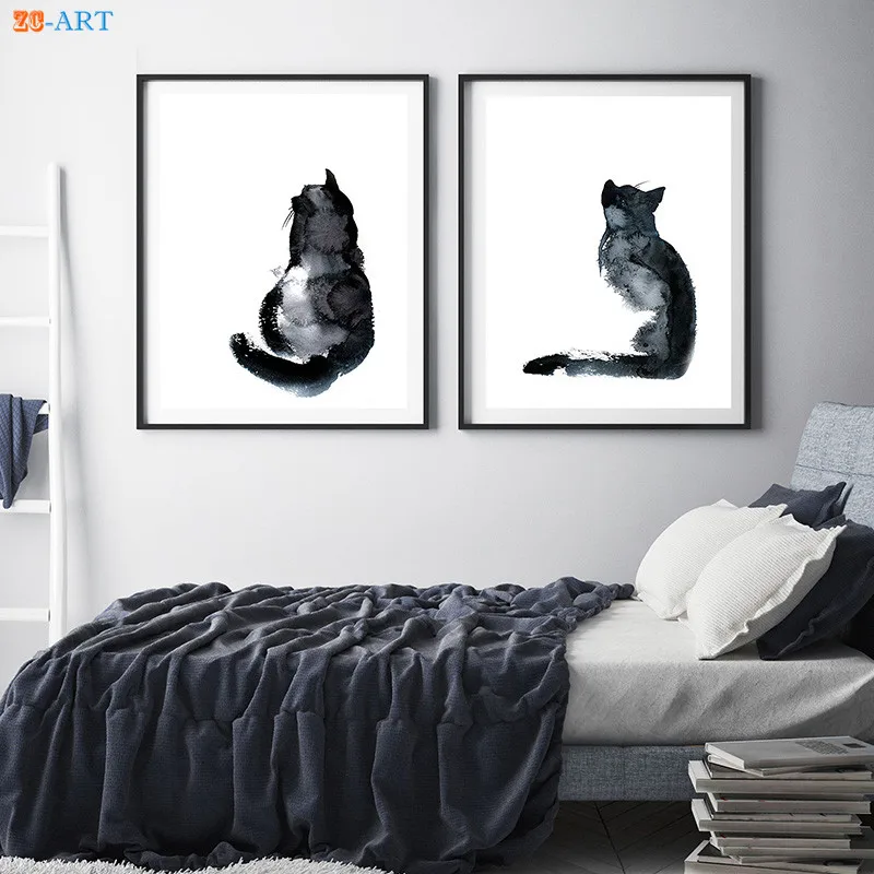 Cartoon Minimal Cat Print Watercolor Painting Modern Wall Art Black Poster Large Canvas Painting Living Room Home Decor Framed
Cartoon Minimal Cat Print Watercolor Painting Modern Wall Art Black Poster Large Canvas Painting Living Room Home Decor Framed