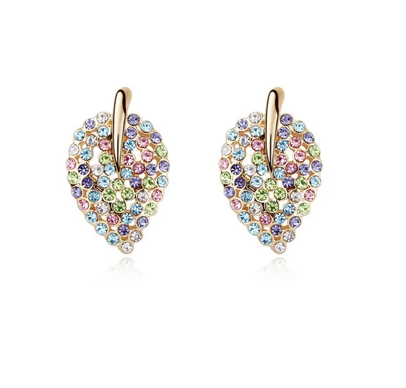High Quality Leaf Stud Earrings Elegent Earring Crystal from Austria Gold Color Jewelry For Women
High Quality Leaf Stud Earrings Elegent Earring Crystal from Austria Gold Color Jewelry For Women