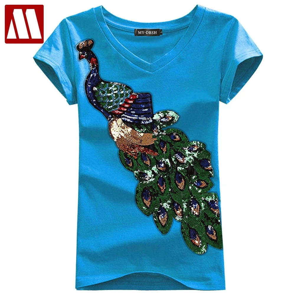Women's Cotton T Shirts Short Sleeve Peacock Sequins Embroidery Tops For Women Plus Size T Shirts Black White Ladies Summer Tees
Women's Cotton T Shirts Short Sleeve Peacock Sequins Embroidery Tops For Women Plus Size T Shirts Black White Ladies Summer Tees