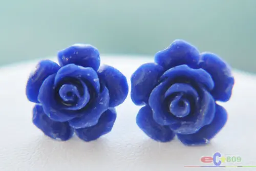 Hot sell Noble- hot sell new - Free shipping S1528 13mm blue flower jaffaite silver stud earring