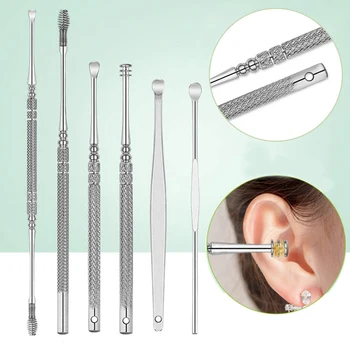 6pcs Ear Wax Removal Kit Ear Silver Earpick Remover Curette Earwax Removal Ear Pick with Storage Box Cleaner Health Care Tools
6pcs Ear Wax Removal Kit Ear Silver Earpick Remover Curette Earwax Removal Ear Pick with Storage Box Cleaner Health Care Tools