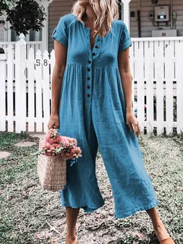 Body Rushed Catsuit Jumpsuit Women European Version 2019 New Summer Cotton And Linen Solid Color Short-sleeved Casual Jumpsuit
Body Rushed Catsuit Jumpsuit Women European Version 2019 New Summer Cotton And Linen Solid Color Short-sleeved Casual Jumpsuit