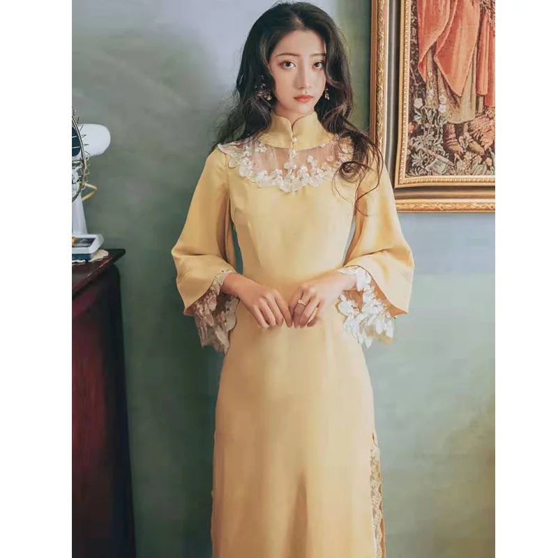 summer dress 2019 club dres Buds yellow sexy dress goddess party night temperament qipao summer sexy embroidery improved dress
summer dress 2019 club dres Buds yellow sexy dress goddess party night temperament qipao summer sexy embroidery improved dress