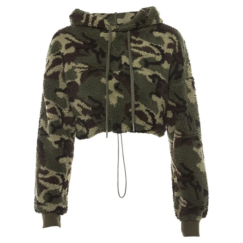 Winter Sexy Short Sweatshirt Loose Hooded Drawstring Camouflage Long Sleeve tops K17
Winter Sexy Short Sweatshirt Loose Hooded Drawstring Camouflage Long Sleeve tops K17