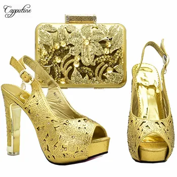 Latest nice stones design party high heel sandal shoes with handbag fashion shoes with purse sets XY13 in gold
Latest nice stones design party high heel sandal shoes with handbag fashion shoes with purse sets XY13 in gold