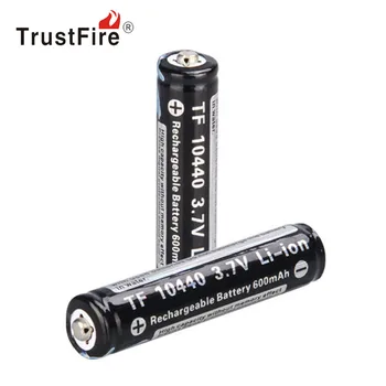 

2pcs/lot TrustFire 3.7V Li-ion 10440 Rechargeable Battery 600mAh Real Capacity Lithium Battery with Protected PCB for Flashlight
