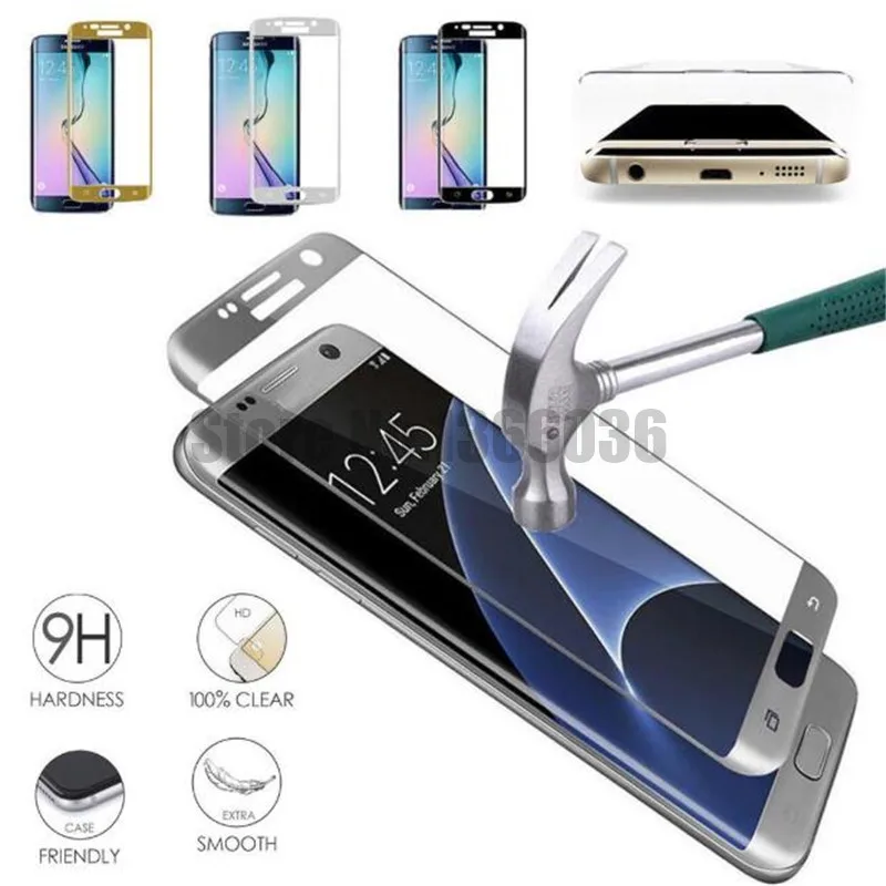 100 шт. 9H 3D изогнутое полное покрытие закаленное стекло Защита экрана для Samsung S6 edge
