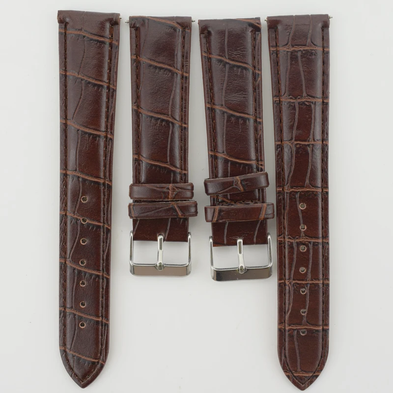 Ремешок кожаный для мужских и женских часов водонепроницаемый коричневый