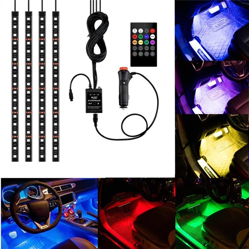 4pcs 48 LED Multicolor Music Car Interior Atmosphere Lights LED Strip for car with cigarette and Sound sensor Active Function
4pcs 48 LED Multicolor Music Car Interior Atmosphere Lights LED Strip for car with cigarette and Sound sensor Active Function