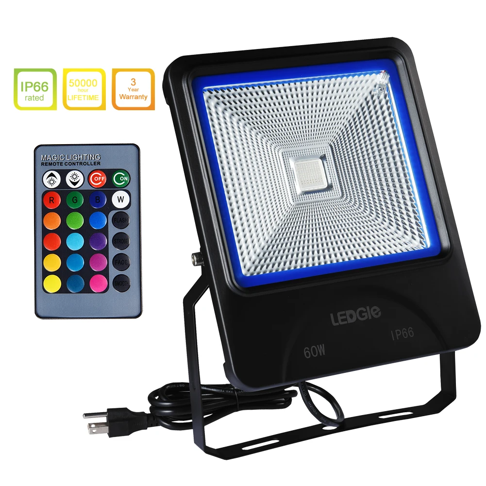 LEDGLE 60W LED Flood Lights RGB Floodlight Waterproof Outdoor Lights with Remote Control COB LED Chip 16 Colors 4 Lighting Modes
LEDGLE 60W LED Flood Lights RGB Floodlight Waterproof Outdoor Lights with Remote Control COB LED Chip 16 Colors 4 Lighting Modes
