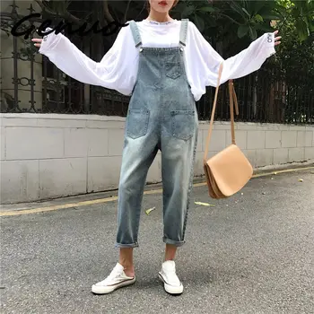 Jumpsuits Womens Korean Style All-match Retro Loose Students Trousers Simple Pockets Casual Newest Fashion Strap Women Jumpsuit
Jumpsuits Womens Korean Style All-match Retro Loose Students Trousers Simple Pockets Casual Newest Fashion Strap Women Jumpsuit