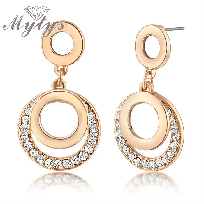 Mytys Rose Gold Color GP Double Circle Drop Earring Small Round Dangle Earring Crystal Invisible Setting E358
Mytys Rose Gold Color GP Double Circle Drop Earring Small Round Dangle Earring Crystal Invisible Setting E358