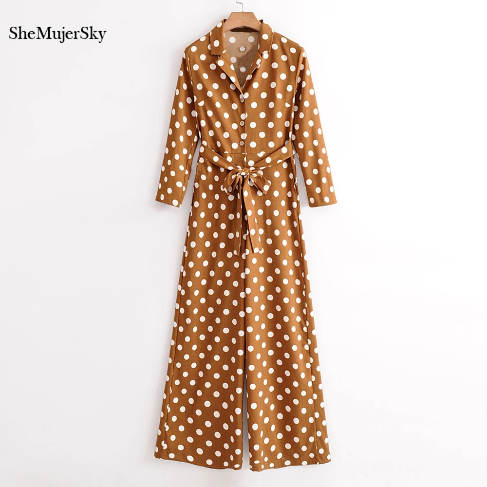 SheMujerSky Overalls For Women Elegant Coffee Jumpsuits With Belt Dot Print Long Sleeve Jumpsuit
SheMujerSky Overalls For Women Elegant Coffee Jumpsuits With Belt Dot Print Long Sleeve Jumpsuit