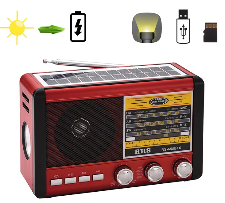Solar Power Rechargeable Radio Portable Radio Receiver FM/AM/SW Radio with Flashlight Support USB TF Card Aux-in
Solar Power Rechargeable Radio Portable Radio Receiver FM/AM/SW Radio with Flashlight Support USB TF Card Aux-in