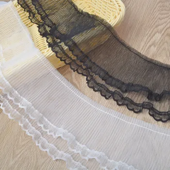Black white gauze pleated lace trim double layer lace fabric skirt accessories headwear embroidery ruffles lace
Black white gauze pleated lace trim double layer lace fabric skirt accessories headwear embroidery ruffles lace