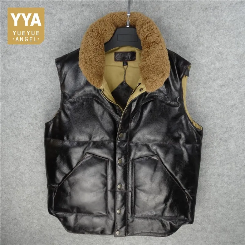 Harajuku Men Winter Wool Collar 90% White Duck Down Sleeveless Jacket Biker Genuine Leather Waistcoat Casual Leather Vest Coat
Harajuku Men Winter Wool Collar 90% White Duck Down Sleeveless Jacket Biker Genuine Leather Waistcoat Casual Leather Vest Coat