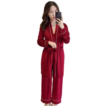 Autumn Winter Warm 3 Pieces Pajamas Set Women Sexy Pajamas Sleepwear For Women Sleeveless Strap Nightwear Long Pant Robe
Autumn Winter Warm 3 Pieces Pajamas Set Women Sexy Pajamas Sleepwear For Women Sleeveless Strap Nightwear Long Pant Robe