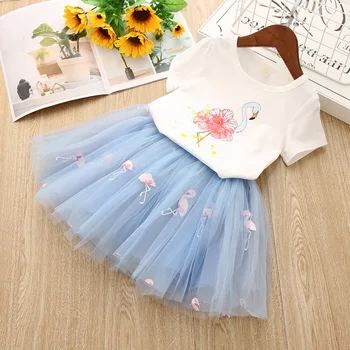 Girls Summer Clothes Set Children's Clothing Flamingo T-Shirt + Lace Skirt Baby Kids Outfits Cute Clothing Suit for Children
Girls Summer Clothes Set Children's Clothing Flamingo T-Shirt + Lace Skirt Baby Kids Outfits Cute Clothing Suit for Children