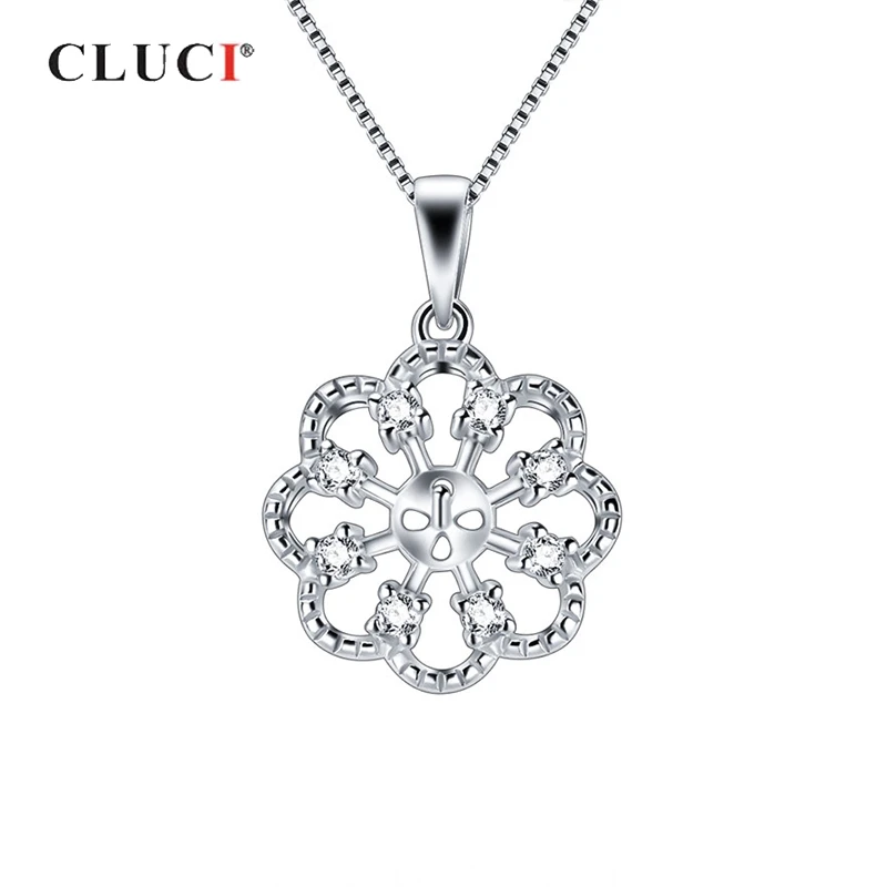 CLUCI Silver 925 Romantic Flower Women Charms Pendant for Necklace Sterling Pearl Mounting SP420SB | Украшения и аксессуары