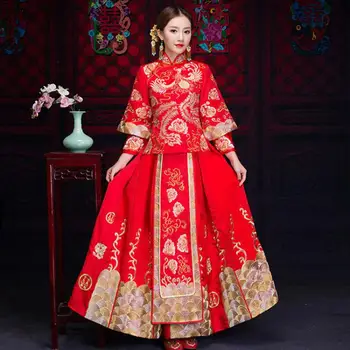 Chinese Overseas Wedding Dress Traditional Women Embroidery Phoenix&Floral Qipao Long Slim Cheongsam Stage Performance Clothes
Chinese Overseas Wedding Dress Traditional Women Embroidery Phoenix&Floral Qipao Long Slim Cheongsam Stage Performance Clothes