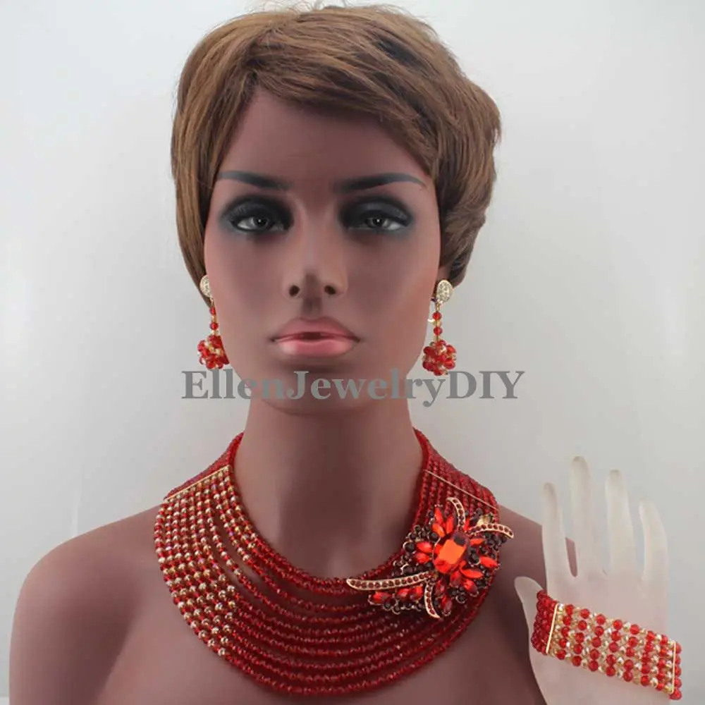 Fashion Red African style Crystal beaded necklace women Jewelry Set African nigerian Wedding bridal beads Jewelry Set W13065
Fashion Red African style Crystal beaded necklace women Jewelry Set African nigerian Wedding bridal beads Jewelry Set W13065