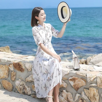 Fashion Pop Summer Beach Floral Dress Women Elegant V-neck Half Sleeve Knee-length Dresses Nice New Casual Streewear Vestido
Fashion Pop Summer Beach Floral Dress Women Elegant V-neck Half Sleeve Knee-length Dresses Nice New Casual Streewear Vestido