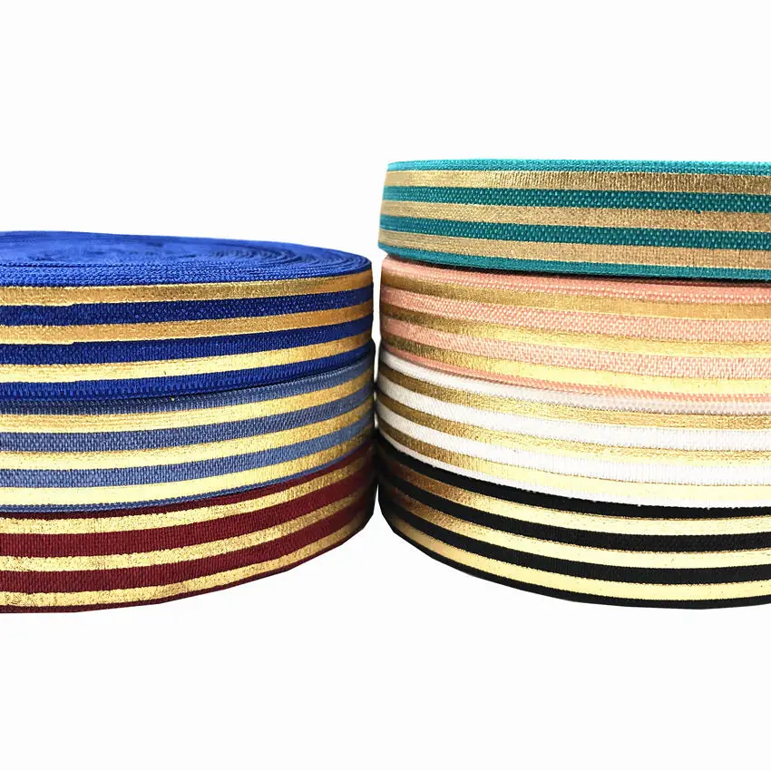 Gold foil stripes printed Fold over elastic FOE Ribbon DIY Headwear Hair Home Sewing gift packing Accessories 10yard 15mm
Gold foil stripes printed Fold over elastic FOE Ribbon DIY Headwear Hair Home Sewing gift packing Accessories 10yard 15mm