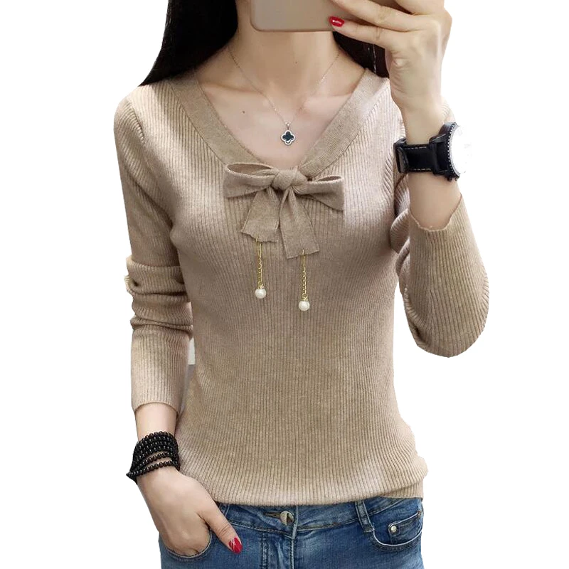 2018 winter clothes new Korean Slim sweater shirt fashion long sleve women tops bow stitching pullover sweater with pearls Y3514
2018 winter clothes new Korean Slim sweater shirt fashion long sleve women tops bow stitching pullover sweater with pearls Y3514