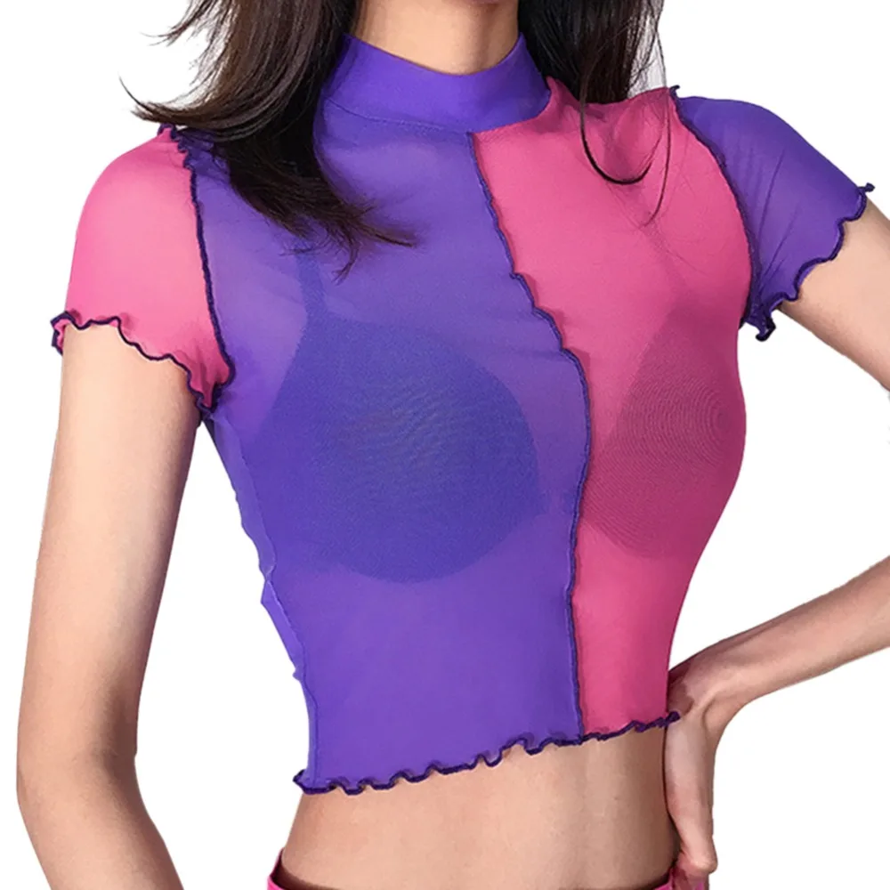 Women Patchwork Transparent Mesh Short Sleeve T Shirt Ladies Sexy See Through Streetwear Party Tops Tshirt Female Camiseta
Women Patchwork Transparent Mesh Short Sleeve T Shirt Ladies Sexy See Through Streetwear Party Tops Tshirt Female Camiseta