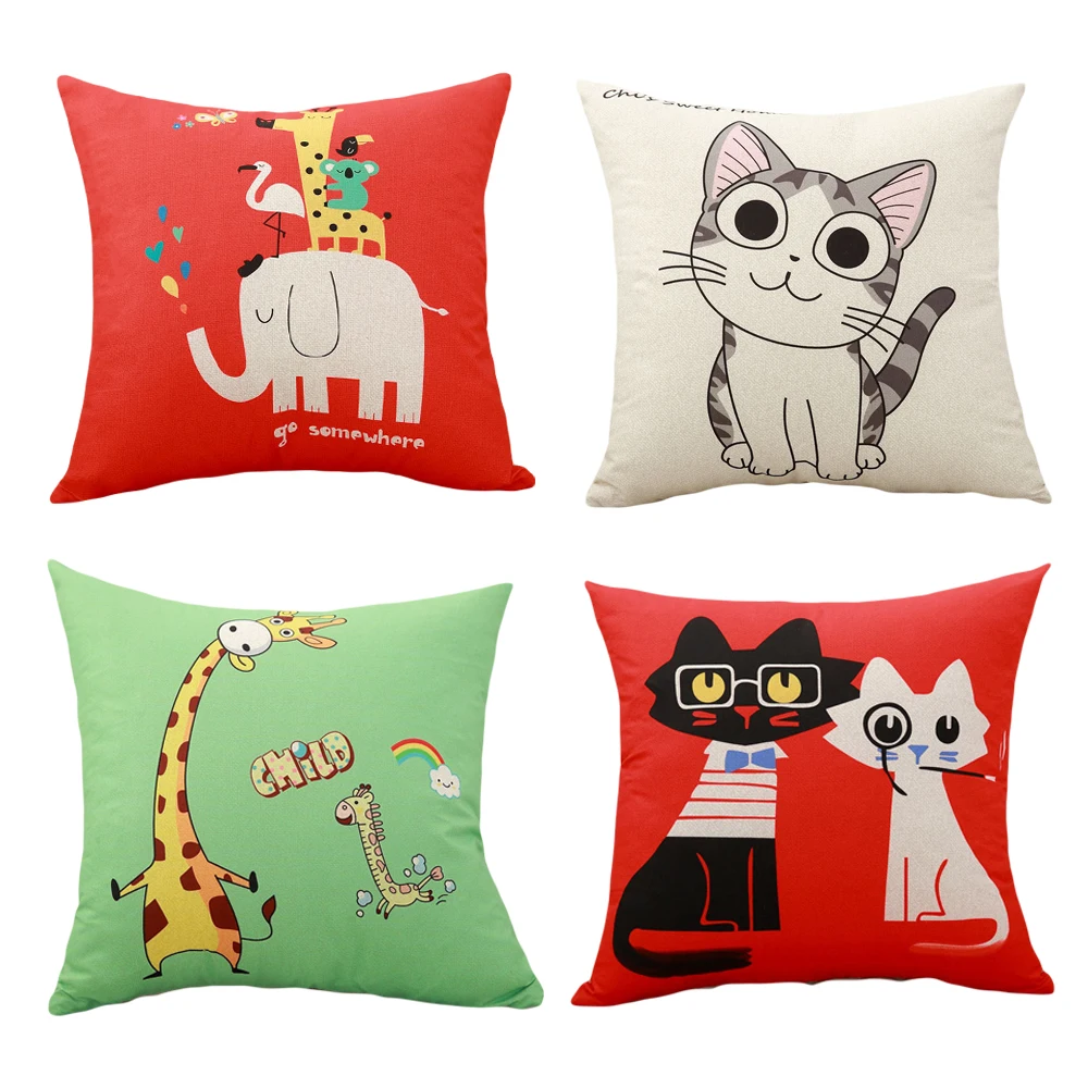 Cartoon Cat Cushion Cover Pillow Case Giraffe Throw Pillow Case For Sofa Elephant Decorative Pillowcase funda cojin kussenhoes
Cartoon Cat Cushion Cover Pillow Case Giraffe Throw Pillow Case For Sofa Elephant Decorative Pillowcase funda cojin kussenhoes
