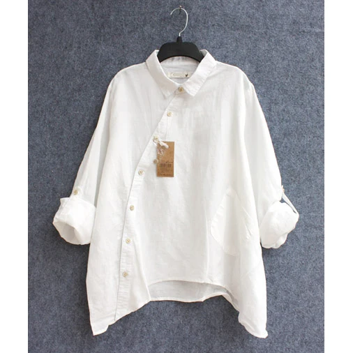 2019 Spring and Summer Women's Loose Blouses Cotton Linen Slant Door Lapel Long-sleeved Shirt White Casual Turn-down Collar
2019 Spring and Summer Women's Loose Blouses Cotton Linen Slant Door Lapel Long-sleeved Shirt White Casual Turn-down Collar
