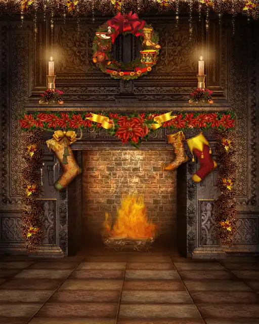 backgrounds christmas fireplace vinyl photography backdrops