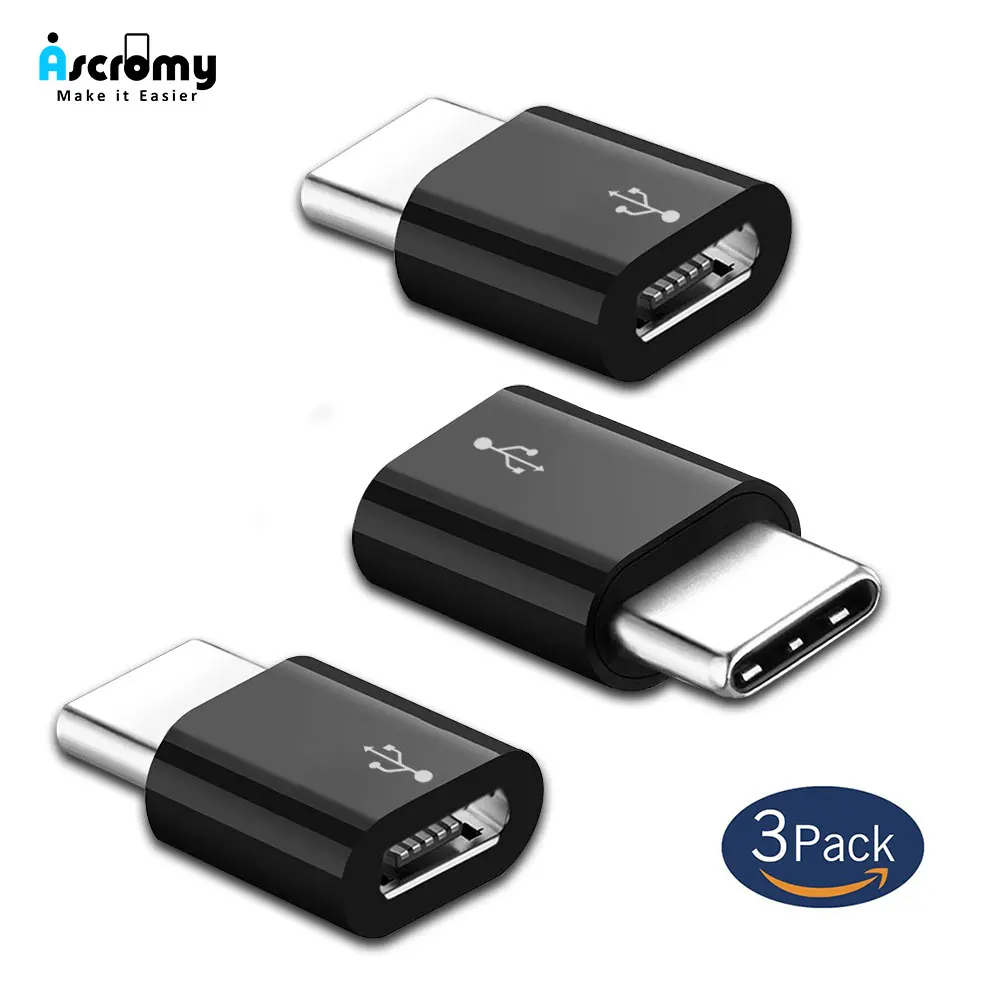 Ascromy 3PCS Type C to Micro USB Adapter For Xiaomi Mi 8 A2 Mix 3 Mi8 SE Huawei P20 Honor 10 Pocophone F1 USB C Type-C Converter
Ascromy 3PCS Type C to Micro USB Adapter For Xiaomi Mi 8 A2 Mix 3 Mi8 SE Huawei P20 Honor 10 Pocophone F1 USB C Type-C Converter