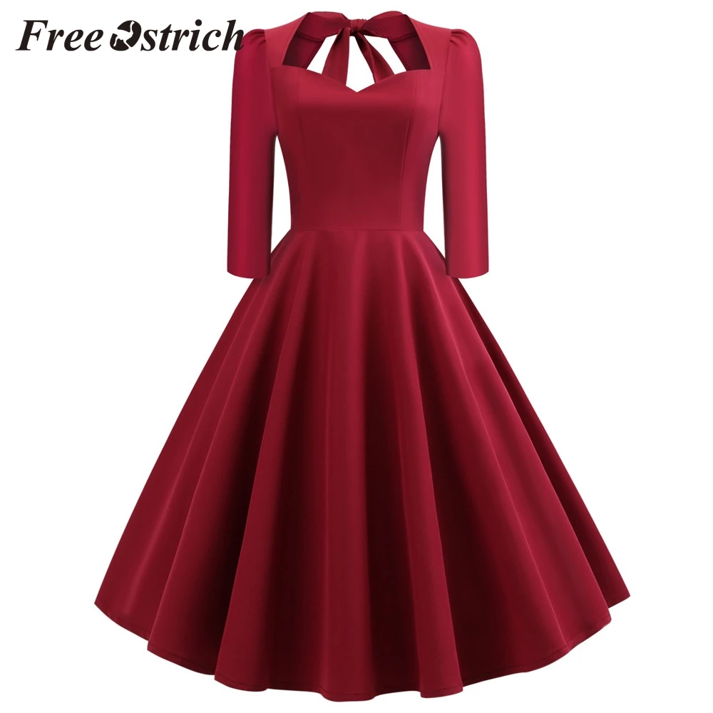 Free Ostrich Dress Hot Sales Fashion Women Solid V-neck Back Hollow Out Bow Draped Holiday Vintage Dress Hepburn Elegant Dress
Free Ostrich Dress Hot Sales Fashion Women Solid V-neck Back Hollow Out Bow Draped Holiday Vintage Dress Hepburn Elegant Dress