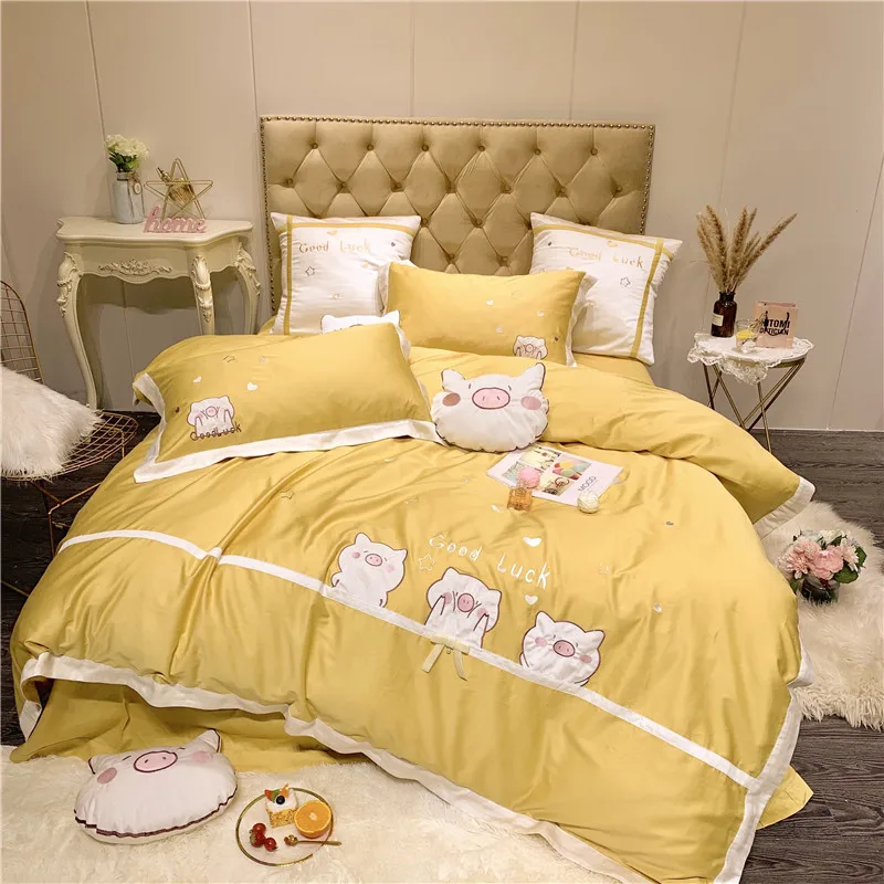 Cute pig Bedding Set Queen Size embroidery Bedding Sheet egyptian cotton Bed Linen ropa de cama King Bed Set Duvet Cover 4/7pcs
Cute pig Bedding Set Queen Size embroidery Bedding Sheet egyptian cotton Bed Linen ropa de cama King Bed Set Duvet Cover 4/7pcs