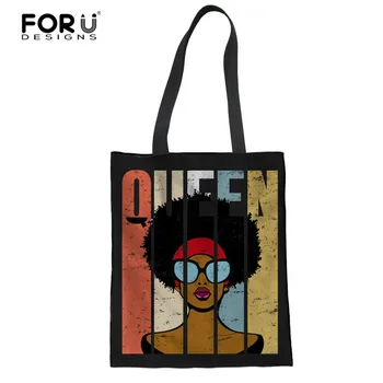 FORUDESIGNS Women Handbags Canvas Tote Bags Reusable Queen African Women Shopping Bag Eco Foldable African princess Shoulder Bag
FORUDESIGNS Women Handbags Canvas Tote Bags Reusable Queen African Women Shopping Bag Eco Foldable African princess Shoulder Bag
