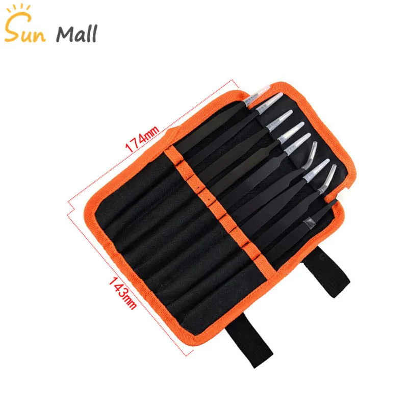 Anti-static tweezers Black straight round head elbow flat head pointed ESD tweezers set
Anti-static tweezers Black straight round head elbow flat head pointed ESD tweezers set