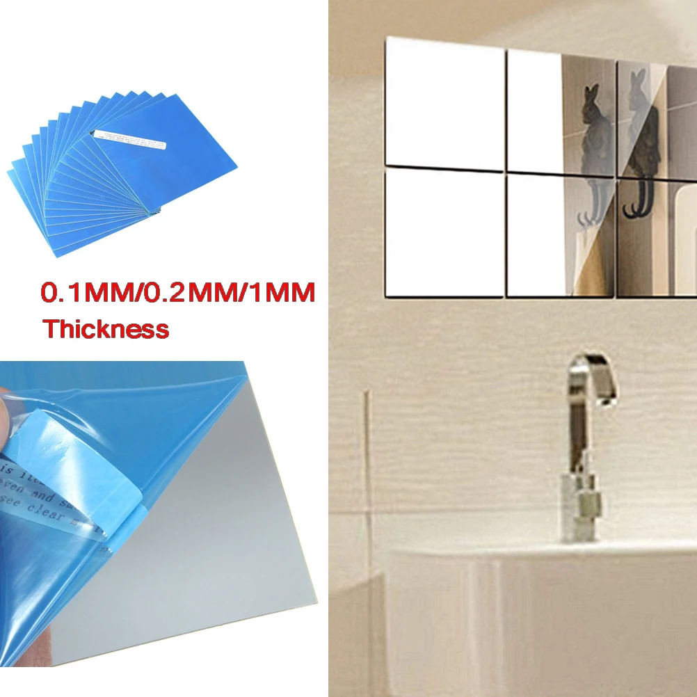 16 pcs 15x15cm DIY Self-adhesive Mirror Wall Sticker Mirror Square Decal Wall Mirror Decoration 1mm (Silver)
16 pcs 15x15cm DIY Self-adhesive Mirror Wall Sticker Mirror Square Decal Wall Mirror Decoration 1mm (Silver)