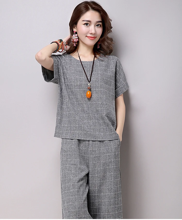 plus size linen pants suits