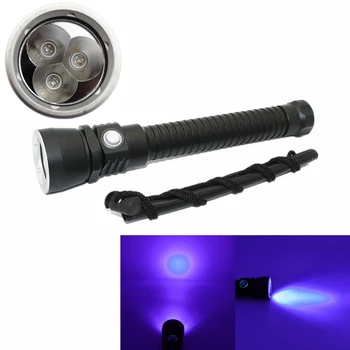 New Underwater 100M Waterproof 3x Purple UV LED Light Lamp Scuba Diving Flashlight Torch Aluminum Dive Light Use 18650 Battery
New Underwater 100M Waterproof 3x Purple UV LED Light Lamp Scuba Diving Flashlight Torch Aluminum Dive Light Use 18650 Battery